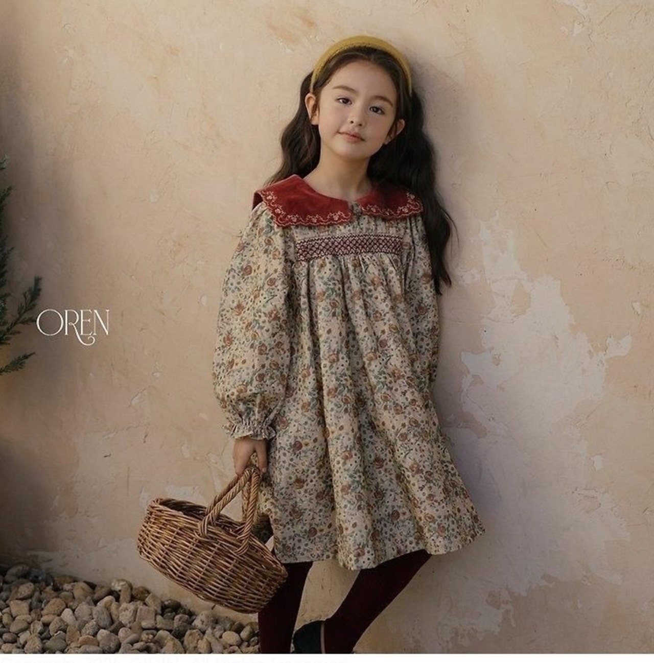 オーレン / oren / ボンジュールスクエアカラーワンピース / 韓国子供服 / キッズ / 26winter〖取寄〗*S~XL*