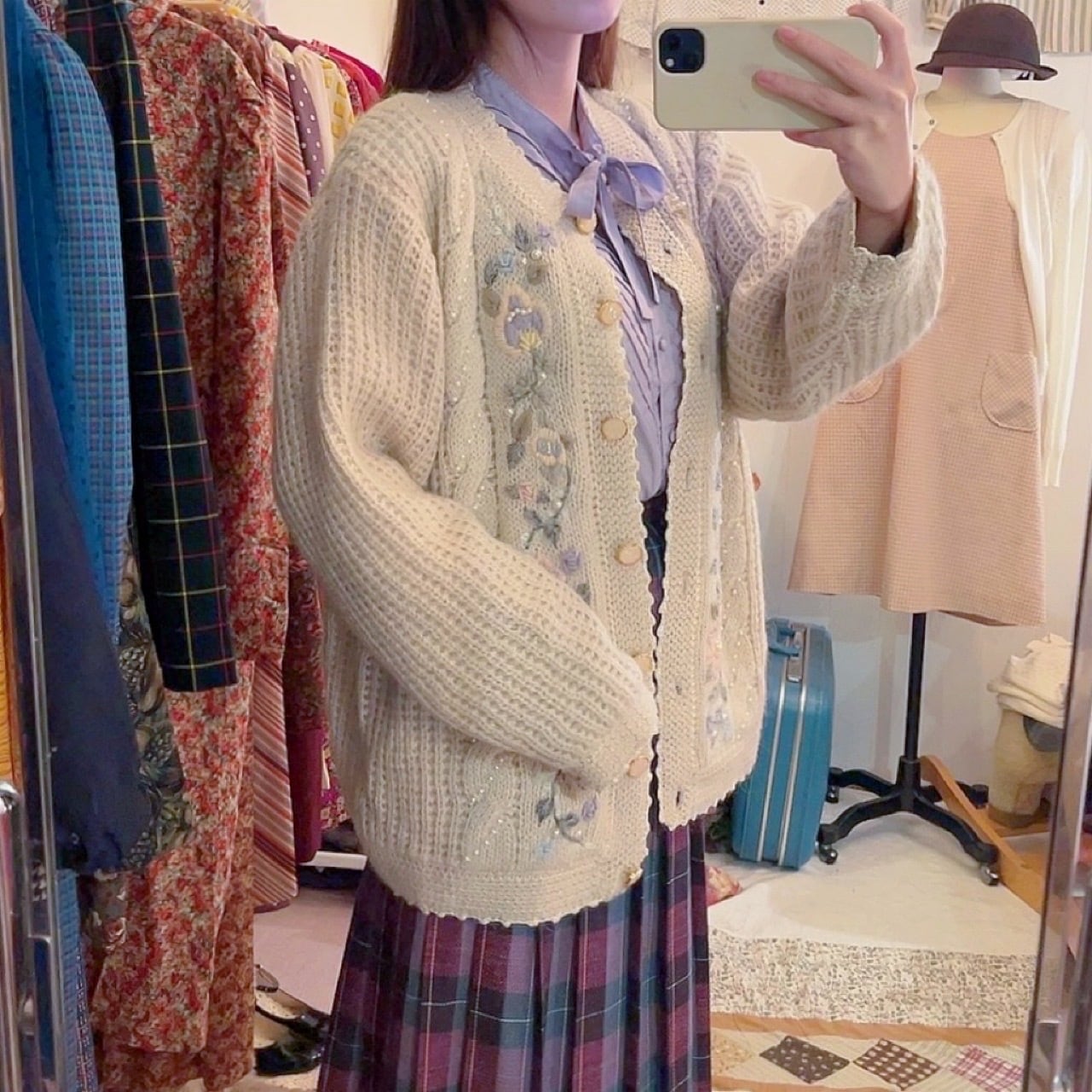 pastel flower embroidery cardigan