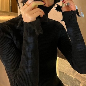 ダメージリブタートルネックニット A1140