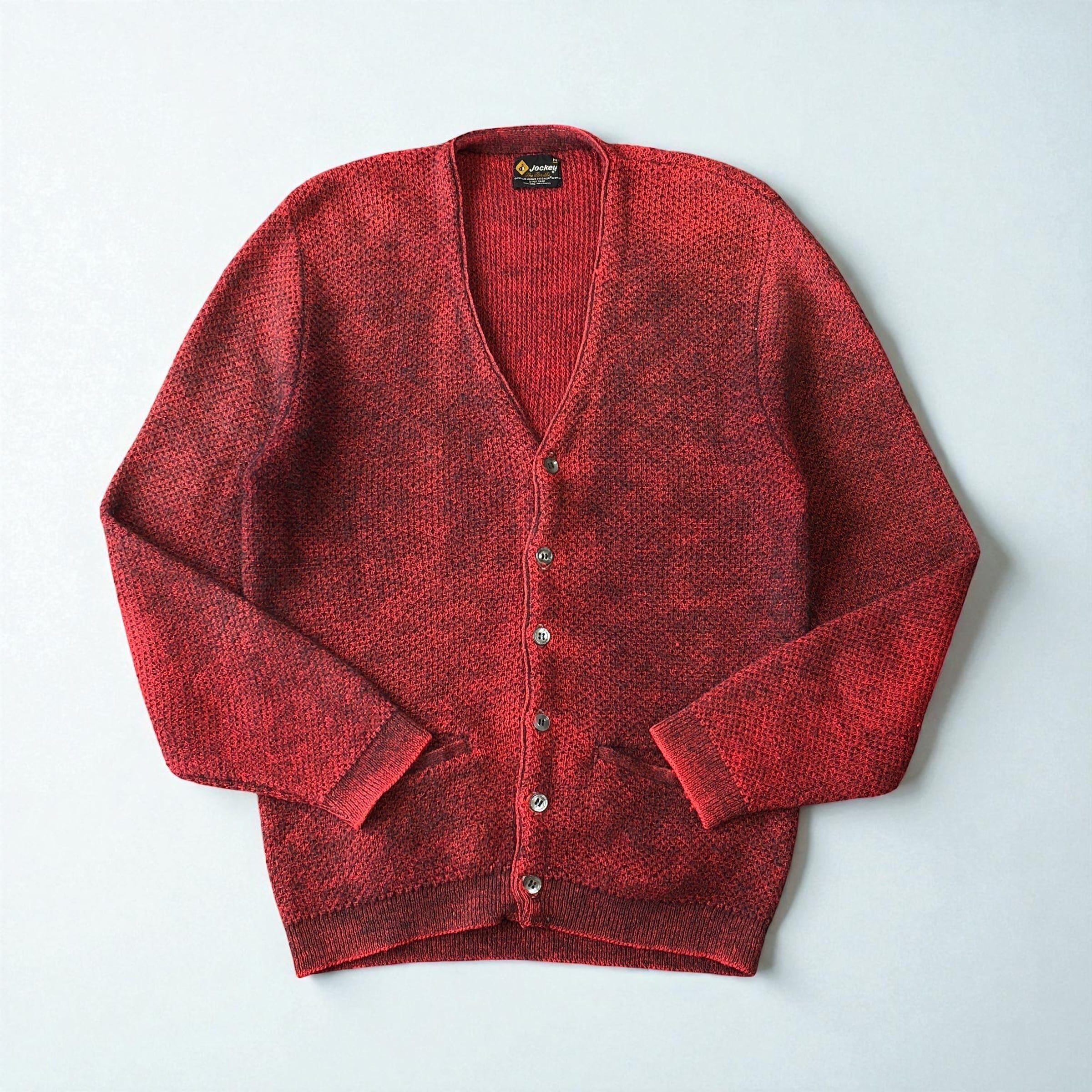 mohair 70%］60's Jockey“モヘア カーディガン“赤×黒 ミックスニット