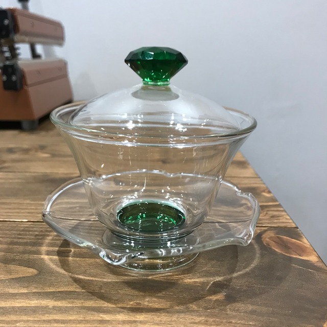 ガラス製蓋碗(緑)