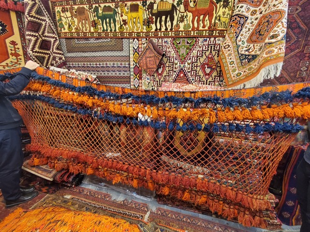 絨毯クエスト50【No.31】Deco (Orange&Blue) ※現在、こちらの商品はイランに置いてあります。ご希望の方は先ずは在庫のご確認をお願いします。