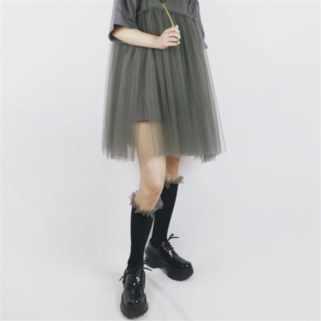 チュールフリルミディアムソックス　2color　10383