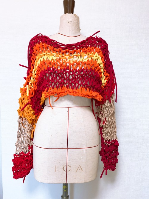 T-shirt yarn knit  レッド