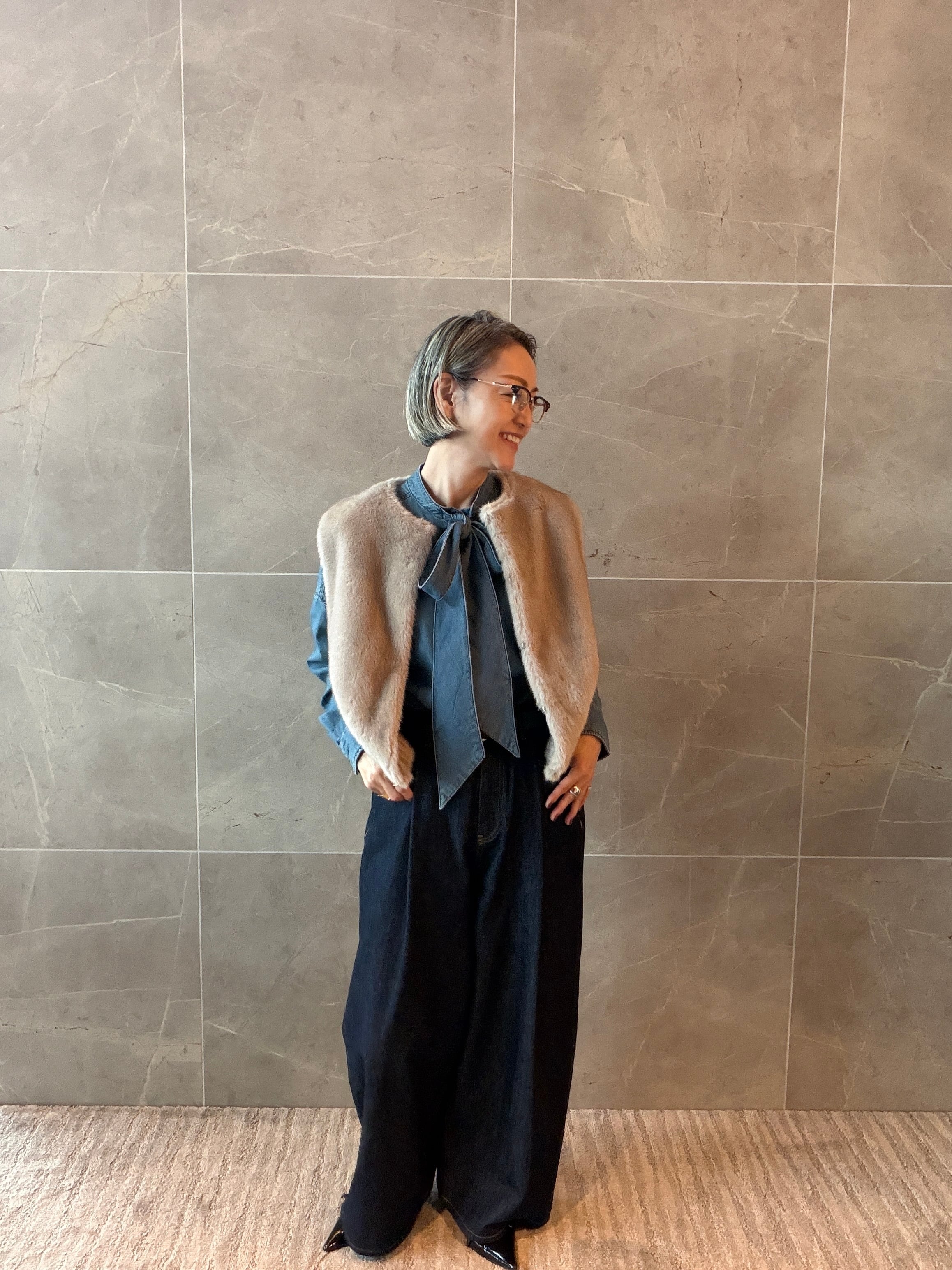 再販】デニムボウタイブラウスブルー | 3e Troisieme トロワズイエム