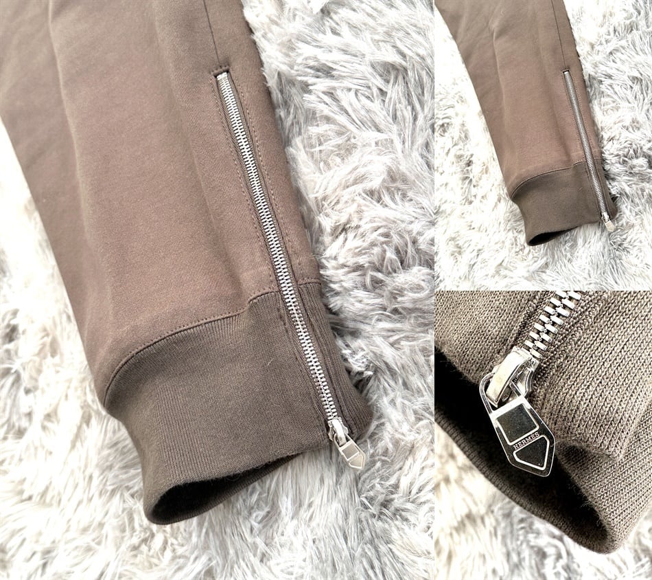 HERMES エルメス H ジップ ジョガーパンツ 44 グレー ブラウン メンズ