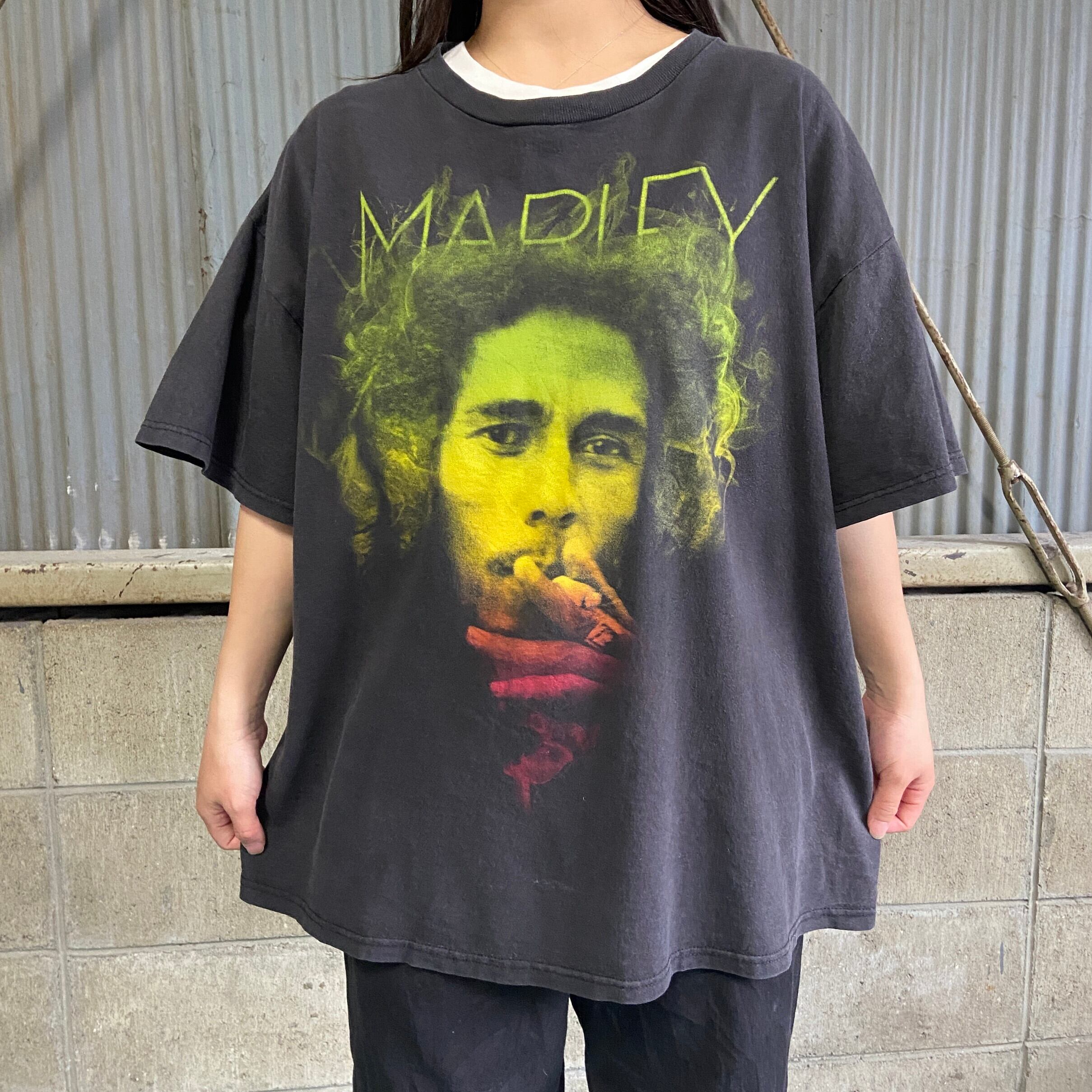 00年代 ZION BOB MARLEY ボブマーリー レゲエ アーティストTシャツ バンドTシャツ メンズ2XL相当 古着 00s ヴィンテージ  ビンテージ フェードブラック 黒 ビッグサイズ 大きいサイズ 【Tシャツ】【AN20】 | cave 古着屋【公式】古着通販サイト