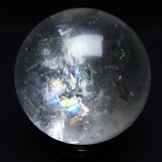 水晶 丸玉 虹入り 76mm スフィア 置物 水晶玉 一点物 151-8810