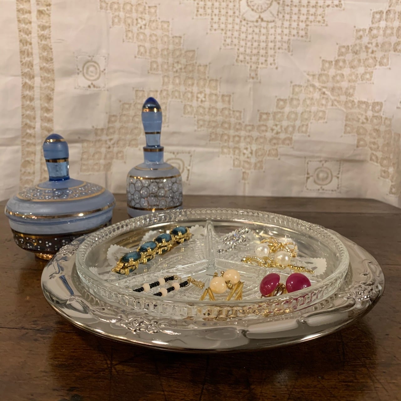 ビンテージ ステンレス製プレート付きオードブル皿 昭和レトロ