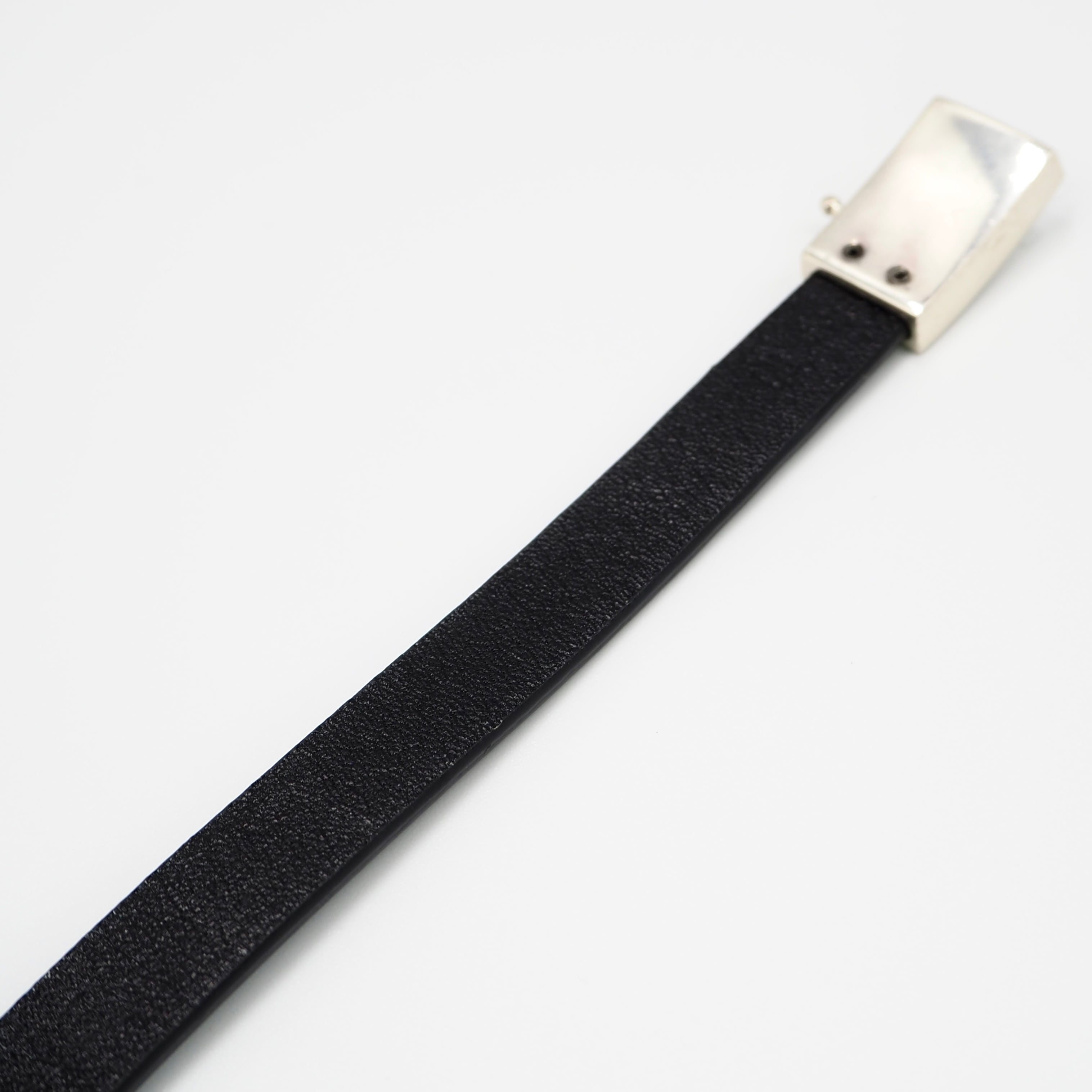 SAINT LAURENT レザーブレスレット シルバー ブラック サンローラン