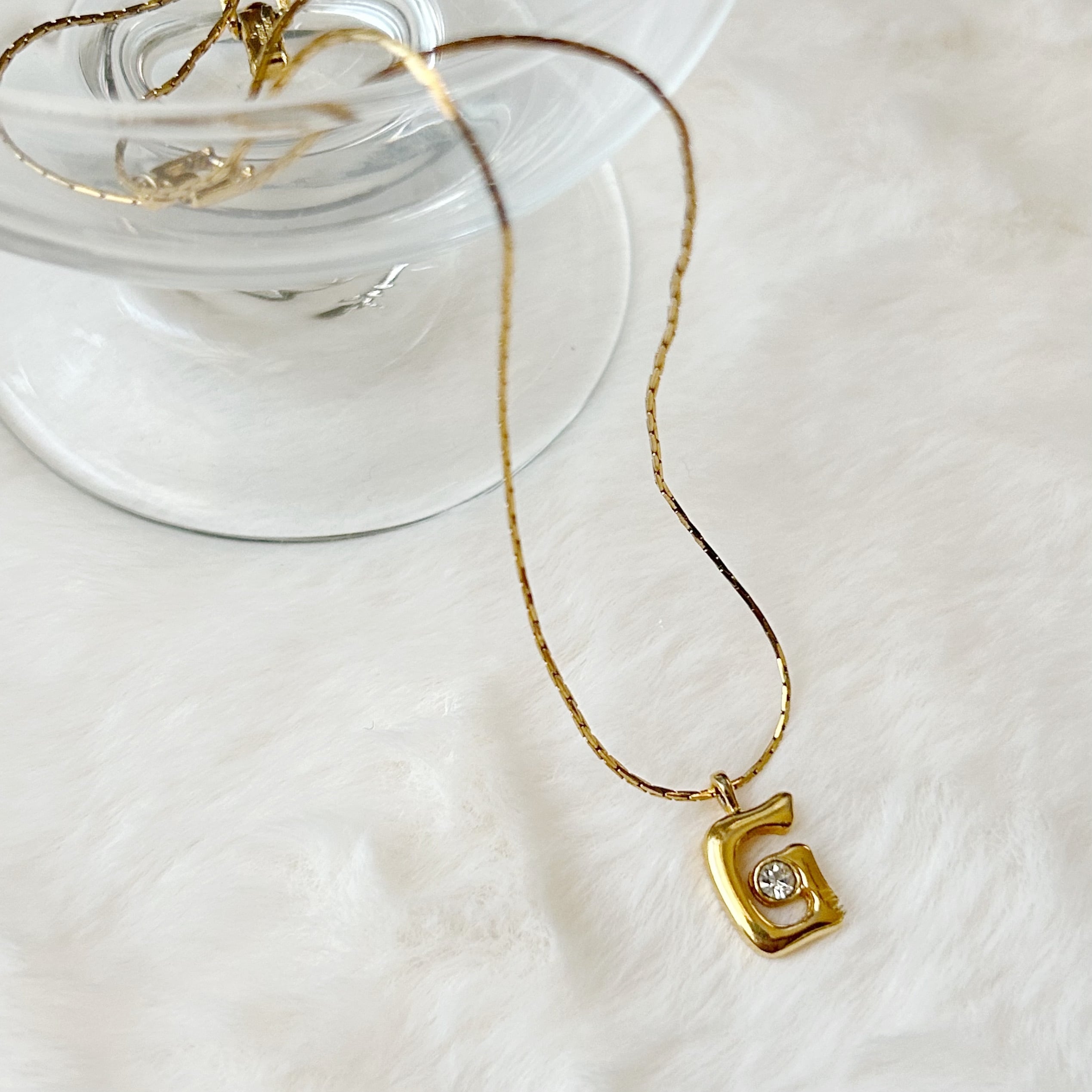 【G7117】GIVENCHY one stone G logo necklace/ジバンシィ/ネックレス