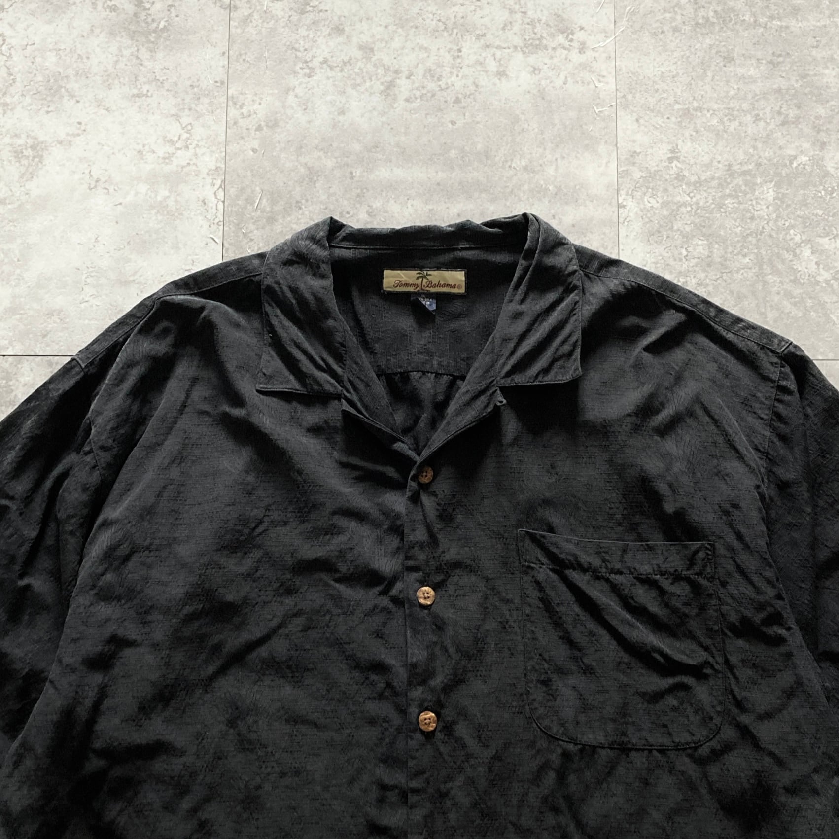  Bahama シルク100% シャドー総柄 開襟シャツ アロハシャツ Size.XL】Tommy Bahama トミーバハマ シルク100% 単色 シャドー総柄