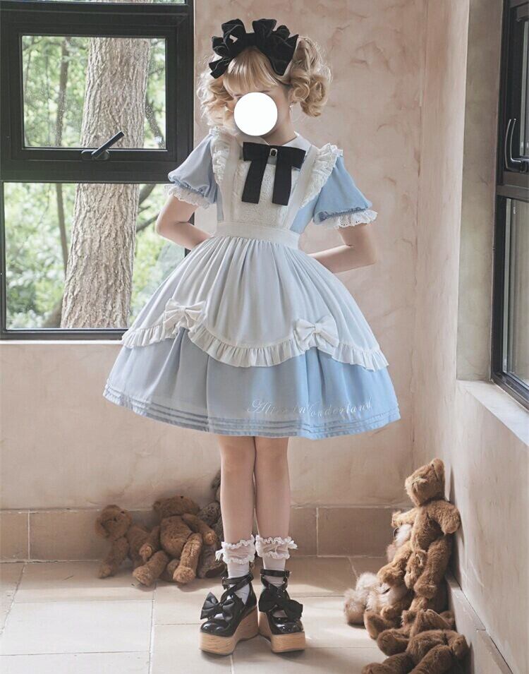 YOUTH BATH ロリータ エプロンワンピース ロリータ メイド服 アリス ミニワンピース エプロンセット | ChouChou