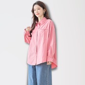 TRUBE カジュアル胸ポケット付きカラーシャツ【M~L】ピンク