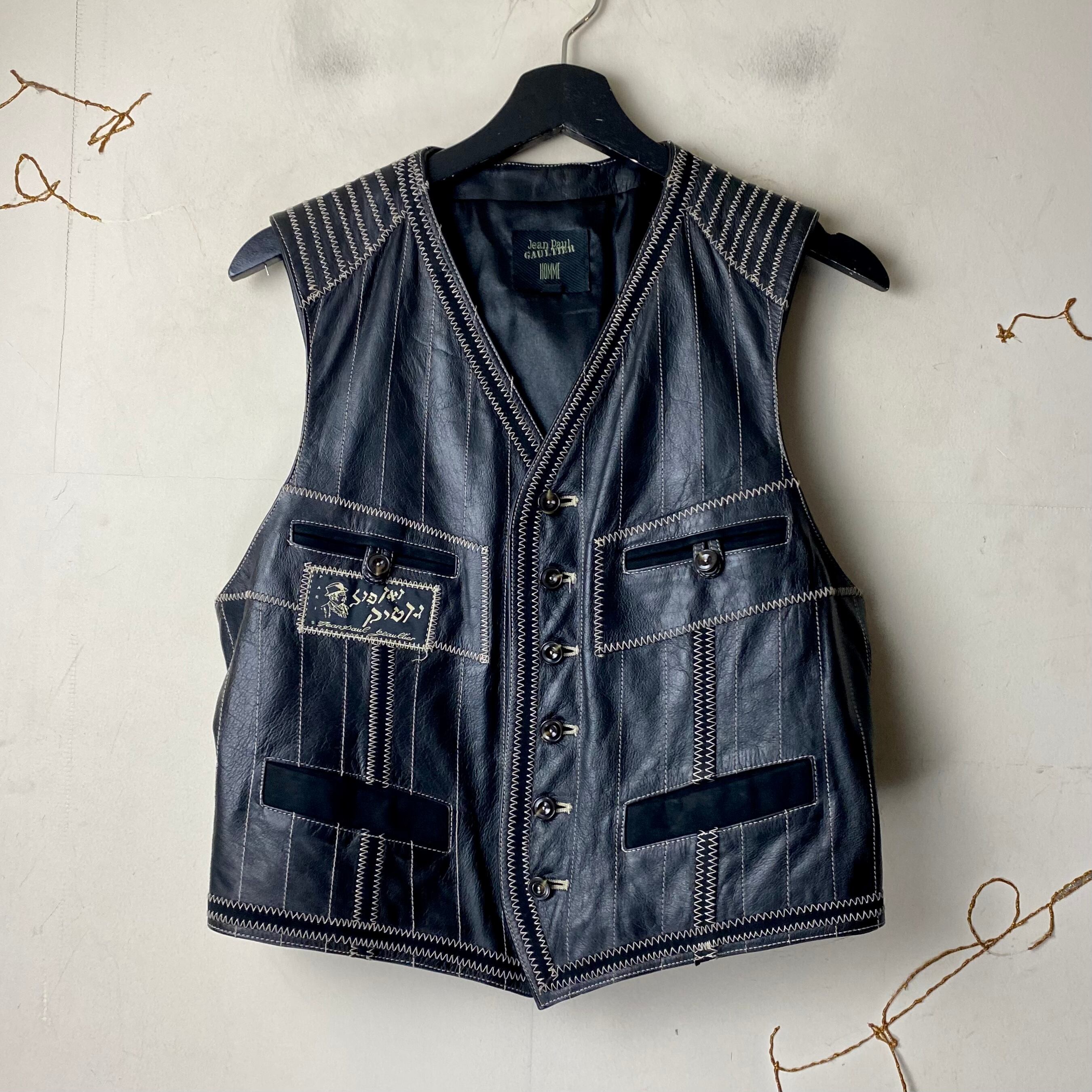 JEAN PAUL GAULTIER HOMME black leather vest | NOIR ONLINE