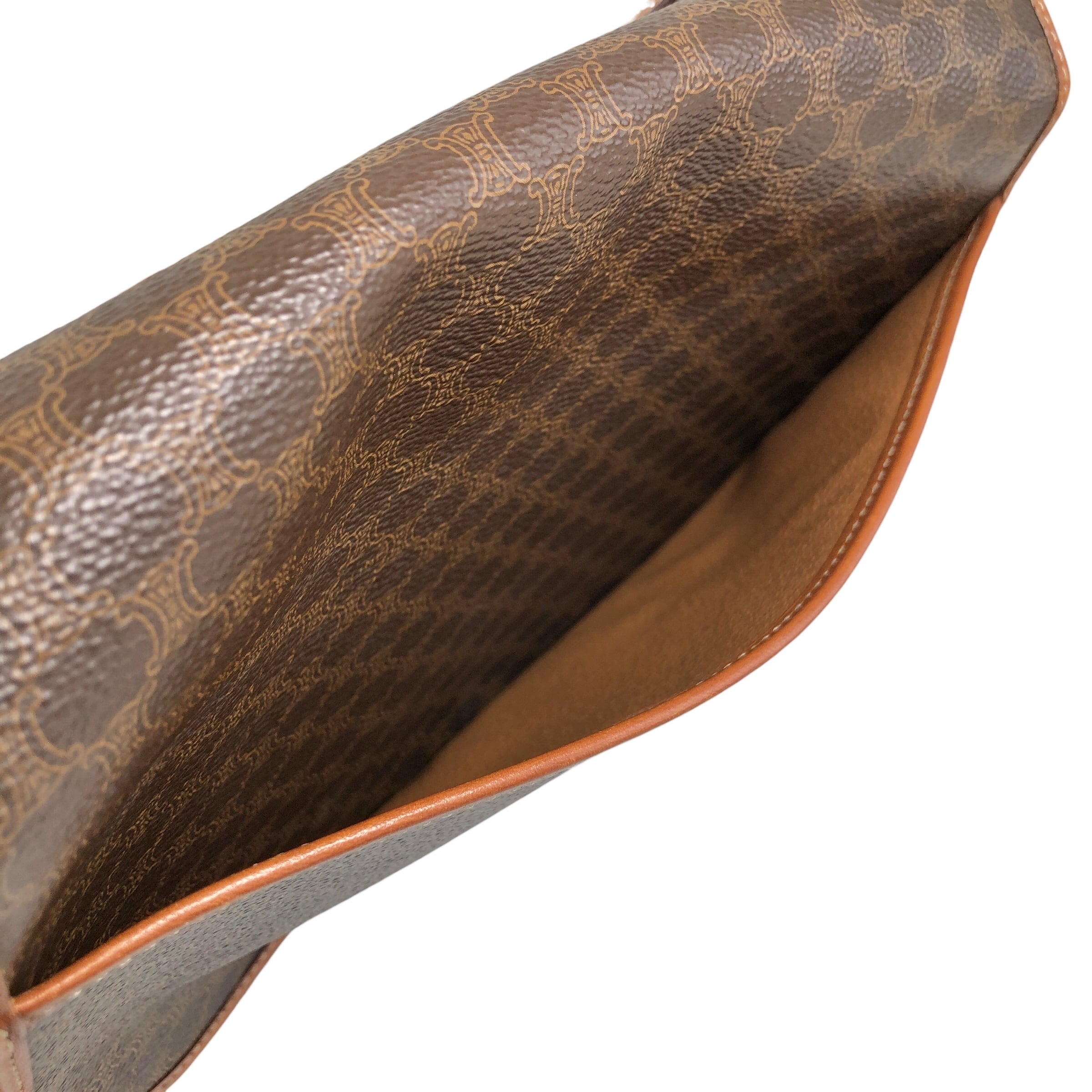 CELINE セリーヌ マカダム ショルダーバッグ ブラウン ブラゾン型押し