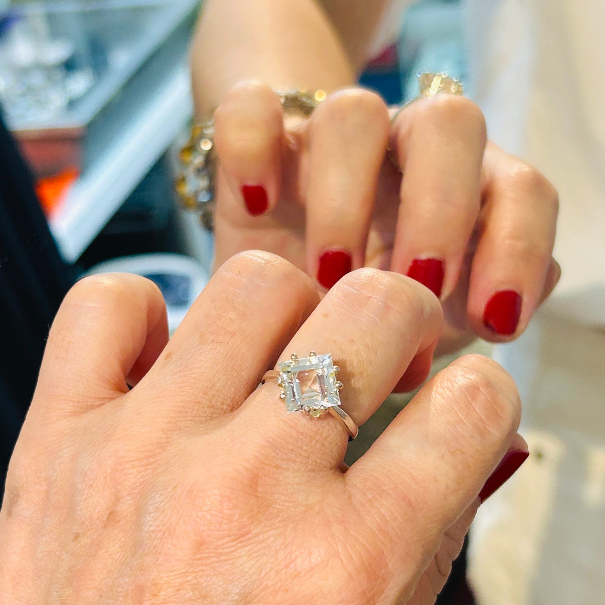 シルバー925 クリアストーンカクテルリング（13号） | Milo Antiques