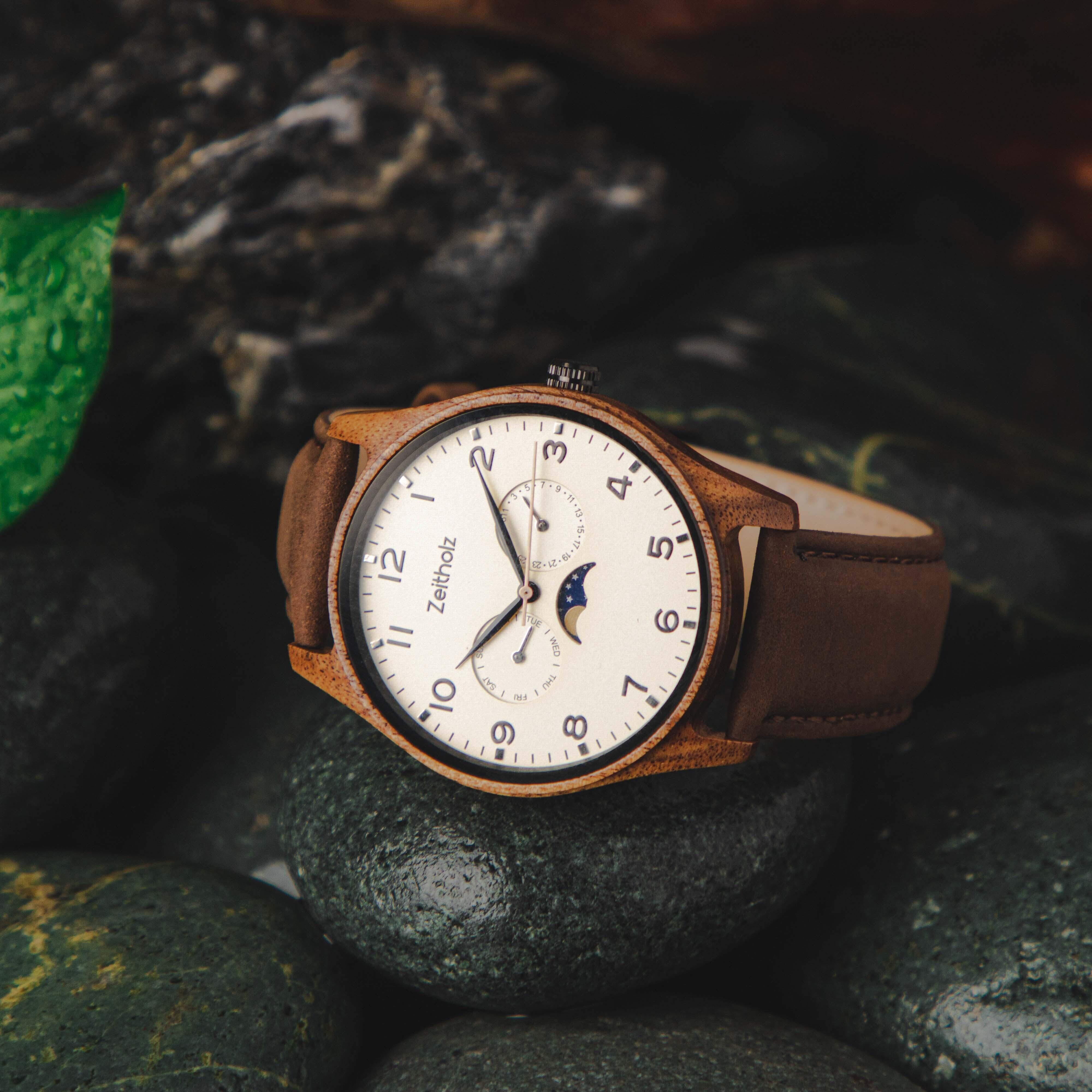 zei-0231 Unisex (ホワイト×Dブラウン) | ドイツの木製腕時計 Zeitholz