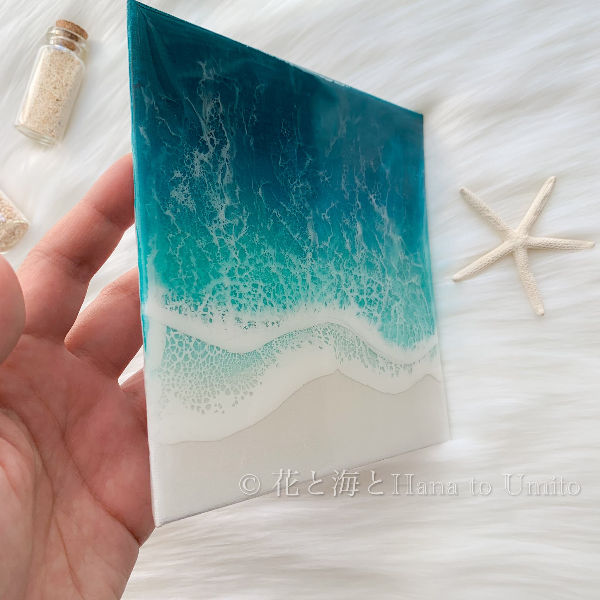 海と白波のキャンバスアート✳︎海レジンアート オーシャンアート | 花
