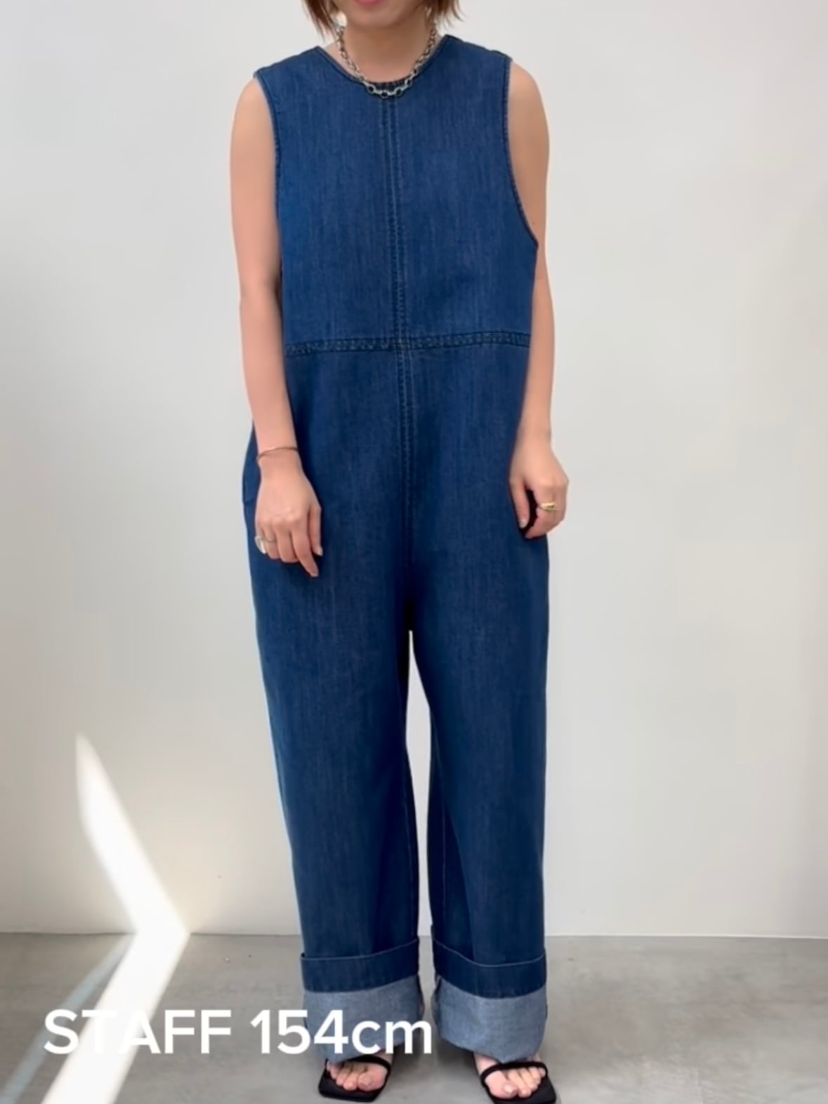 50％OFF SALE!!】hwyl(ヒュイル)グリッターデニムサロペット ブルー