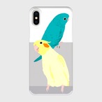 iPhoneケース サザナミインコ ブルー&オカメインコ ルチノーパール【各機種対応】