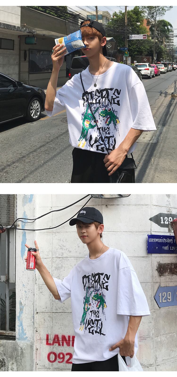 全2色 Tシャツ カットソー プリント カジュアル シンプル