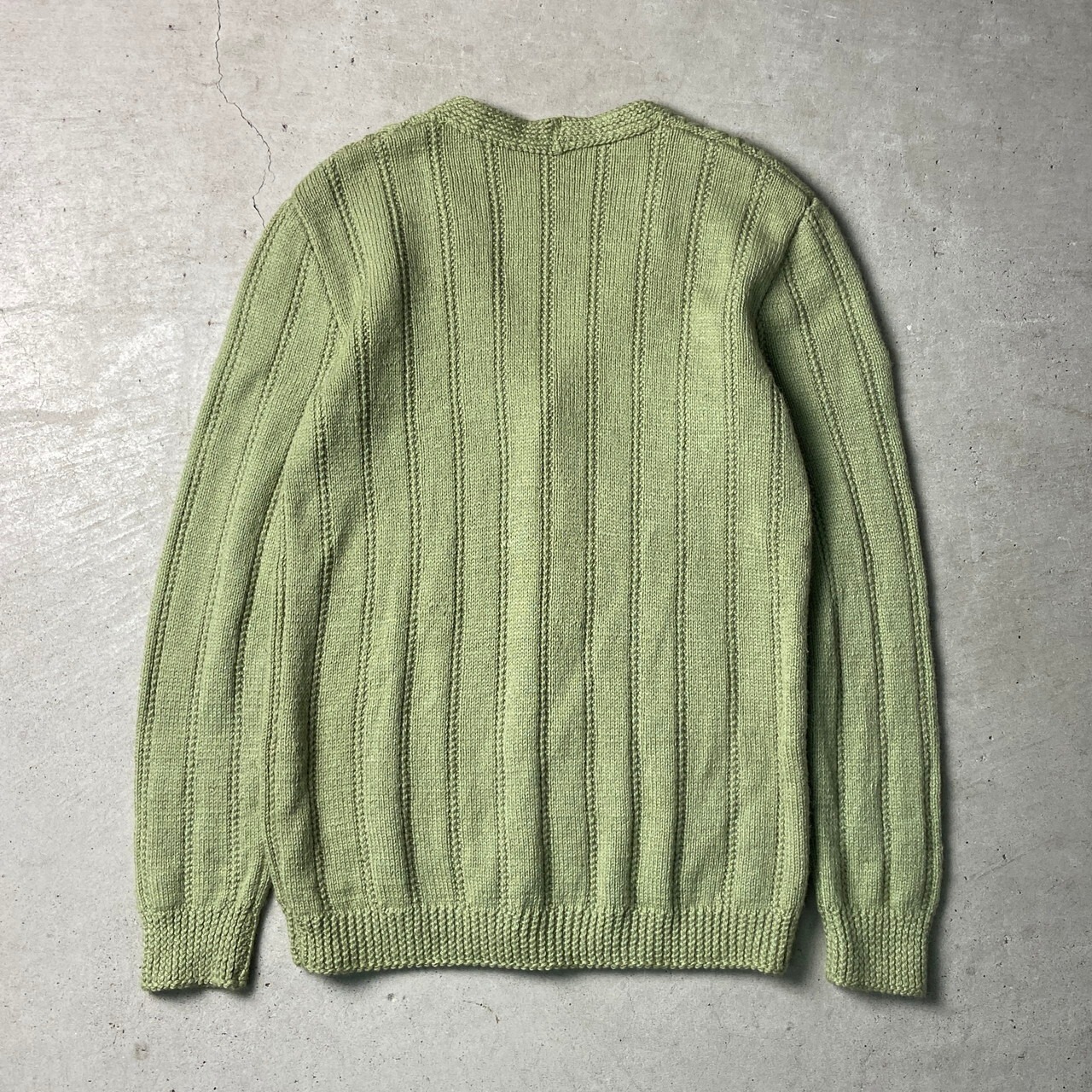 UNKNOWN ニットカーディガン メンズM相当 古着 ライトグリーン 薄緑色 