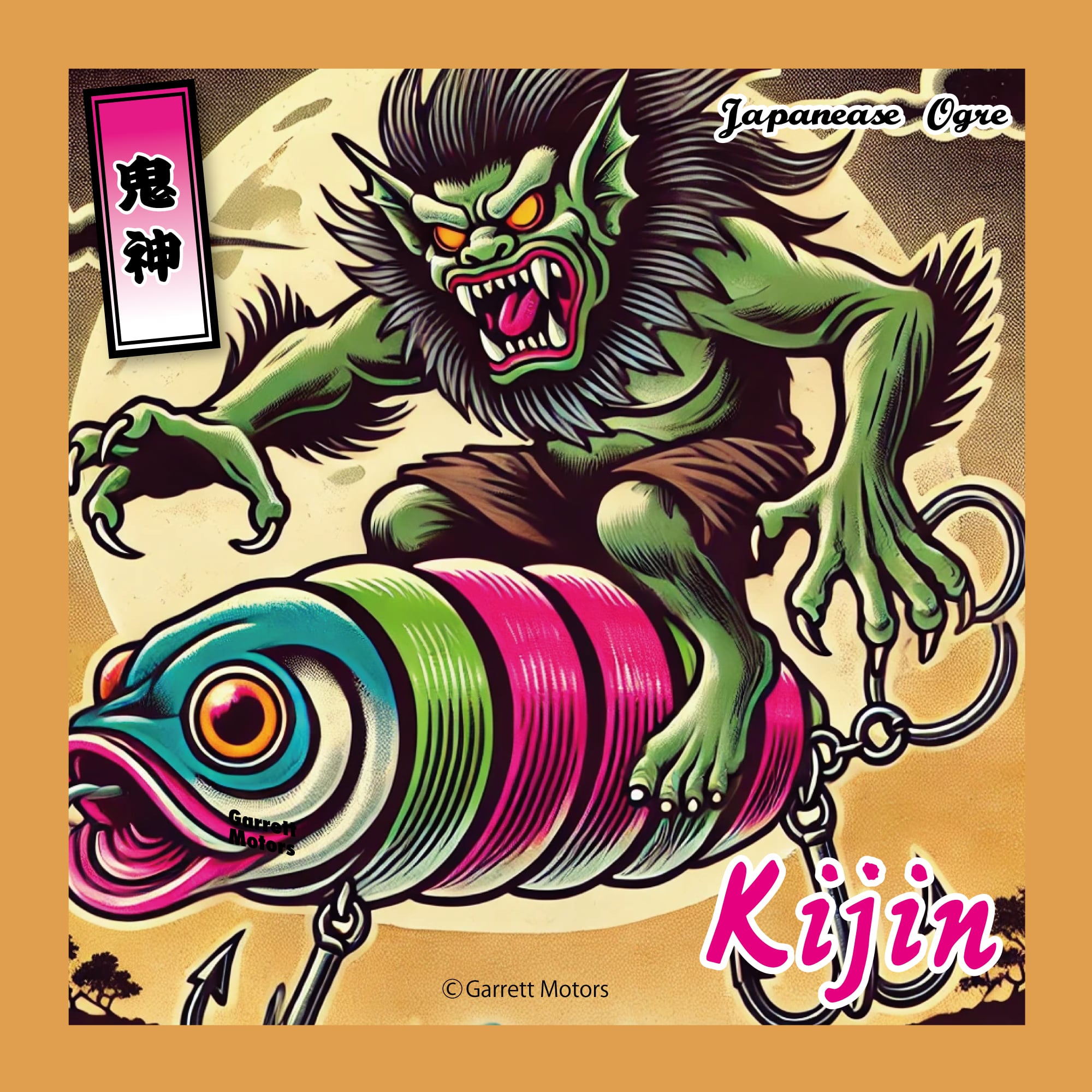 ステッカー アウトドア 防水 人物｜KIJIN FISHER 魚 | Garrett Motors