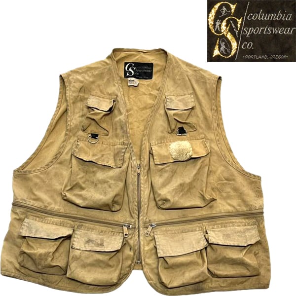 1点物◇コロンビア70sビンテージ黒タグ雰囲気系フィッシングベスト中古