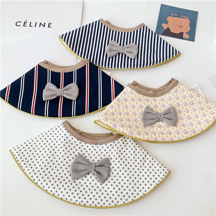 送料無料！レースのリボンつけ襟スタイ(イエロー)