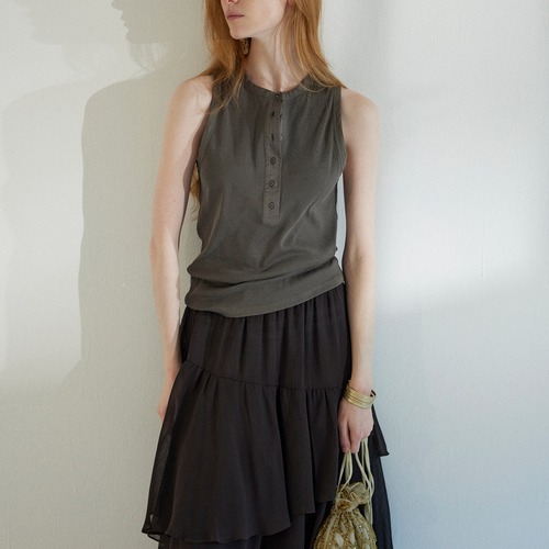 Button Front Sleeveless  Cut and Sew  T4430