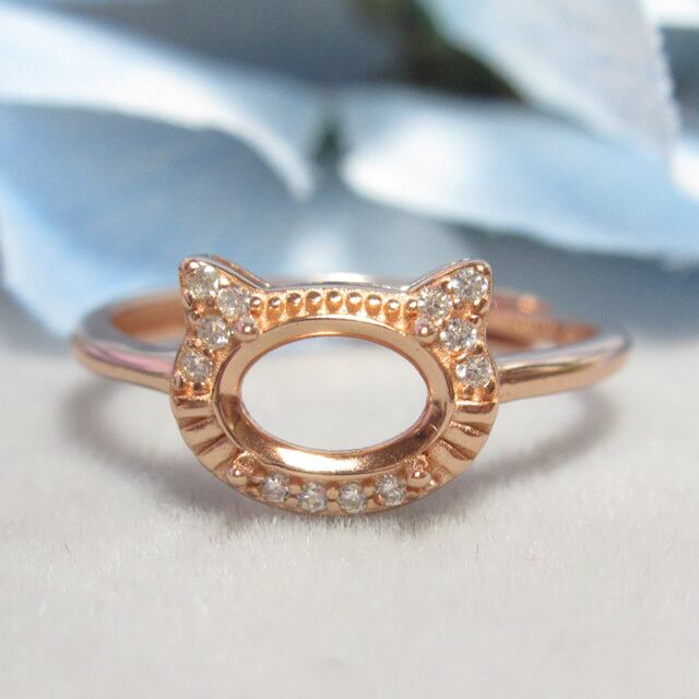 7×5㎜ キャットCZフレーム S925 リング台 PG