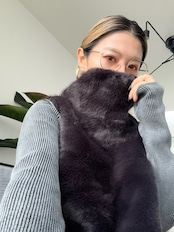 サイドボタンハイネックファーvest/ダークブラウン