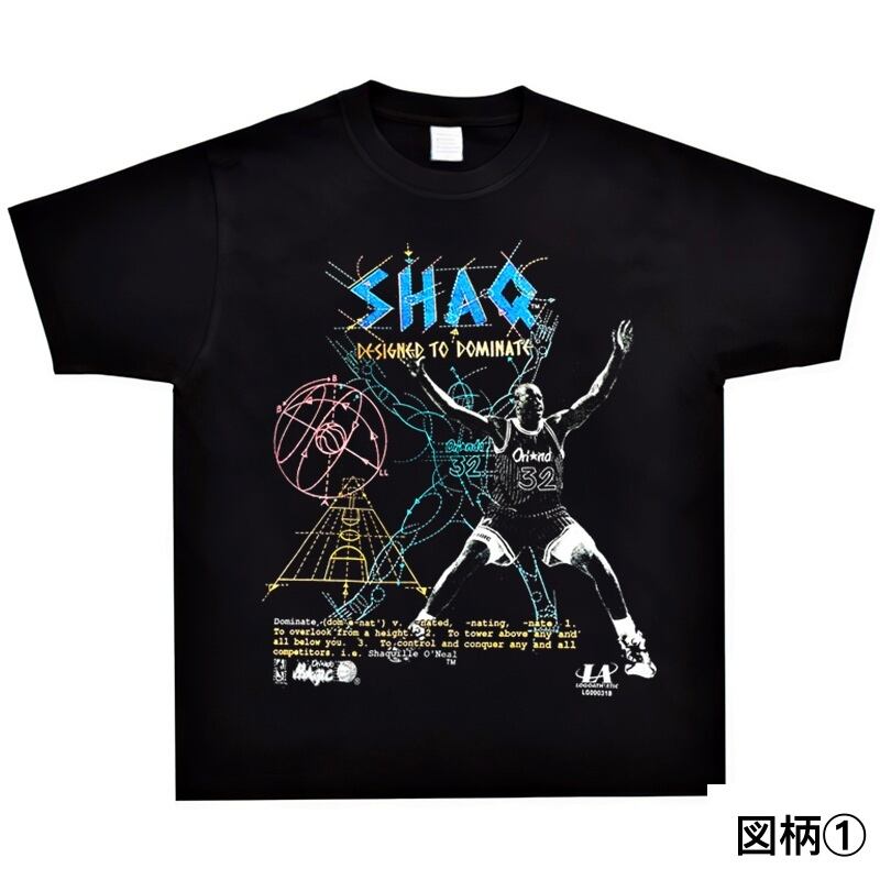 【トップス】SHAQ O'Neal ヴィンテージプリントクルーネックルーズ半袖Tシャツ 2204061242J