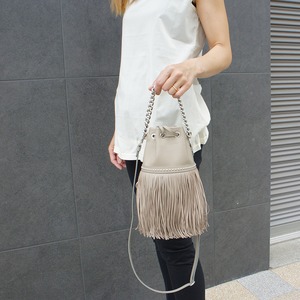 J&M DAVIDSON(ジェイアンドエム　ダヴィッドソン）／  MINI FRINGE CARNIVAL WITH STUDS TAUPE 参考価格￥145200