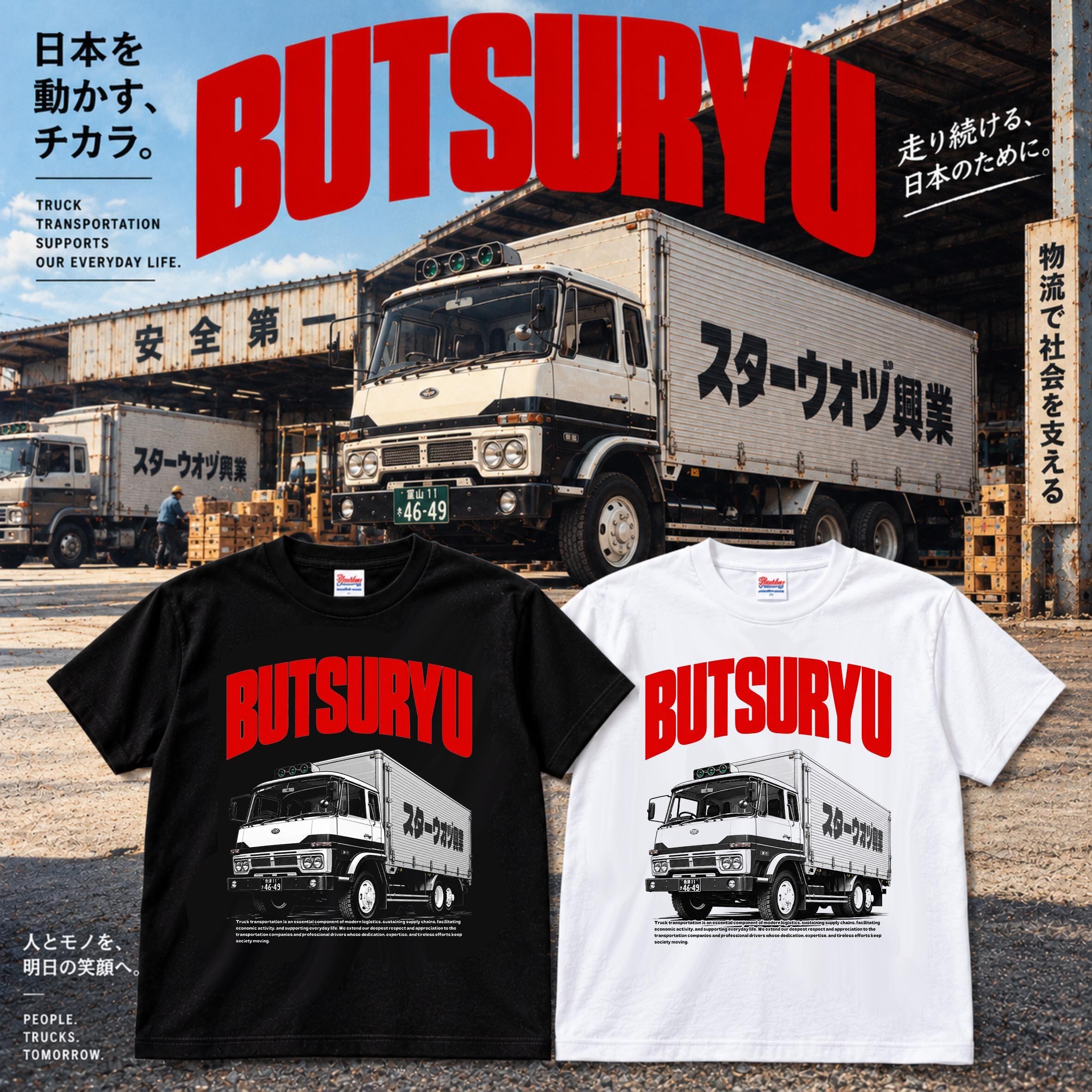 【トラック輸送】物流 Tシャツ【日本を動かす】