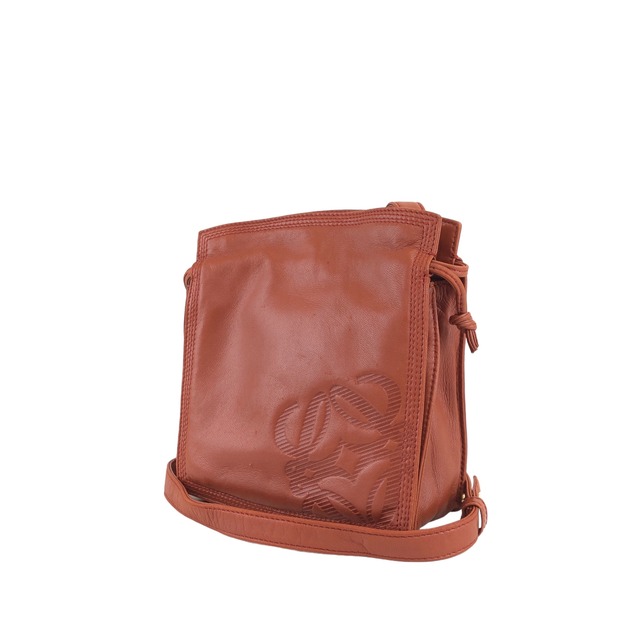 LOEWE ロエベ アナグラム ショルダーバッグ ブラウン レザー 巾着 vintage ヴィンテージ オールド gu6xkn