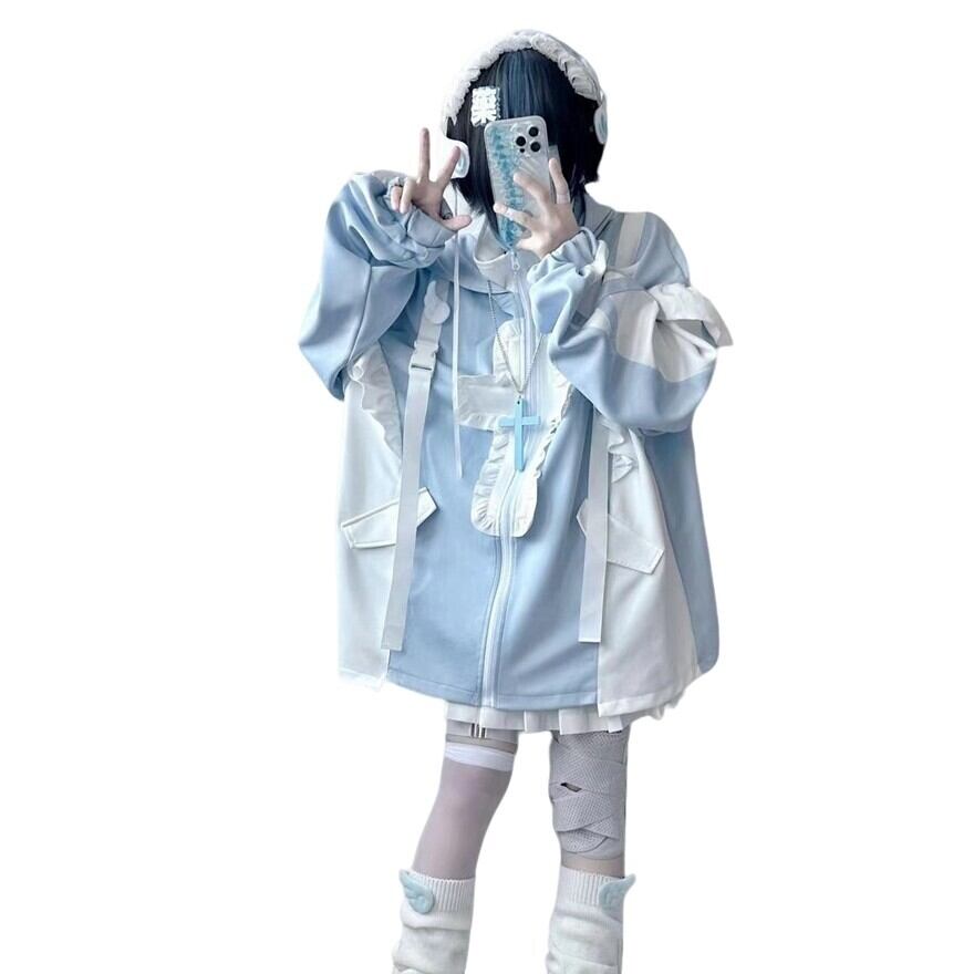 水色ロリィタ 天使界隈 ジャケット 量産型 十字架 フリル | ゴスロリ