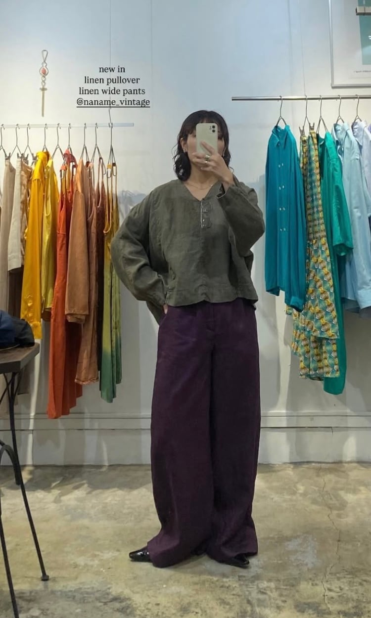 flaxxxs linen vneck pullover | naname