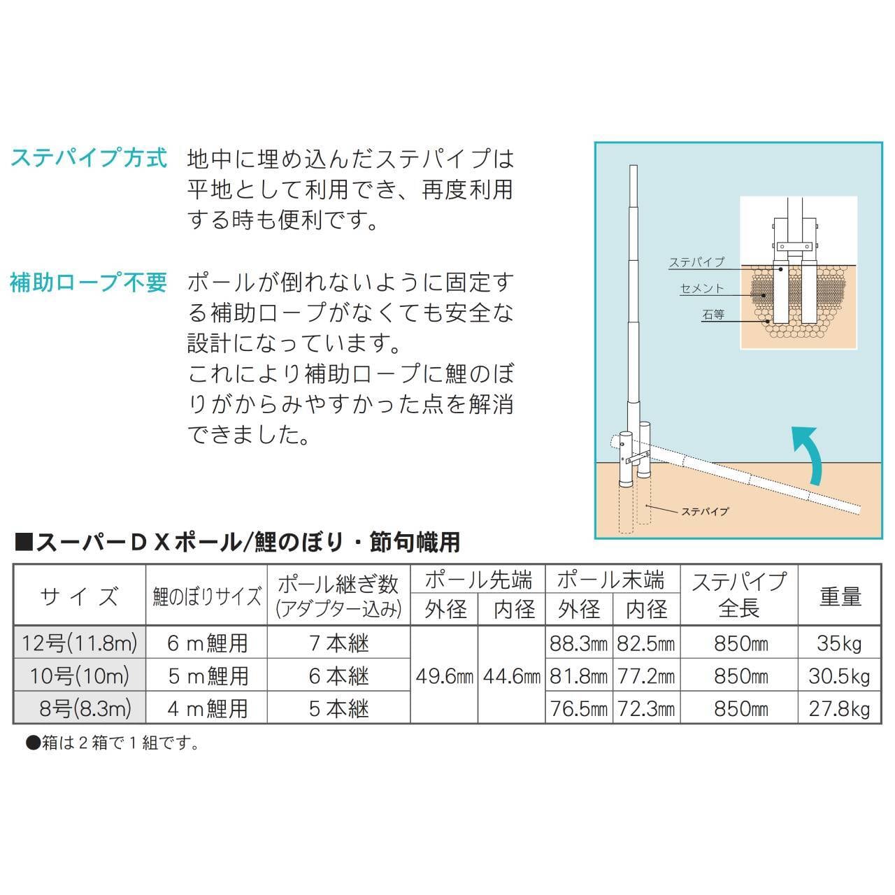 スーパーDXポール 10m(5mサイズの鯉のぼり用)のぼり用、幟 スーパーDXポール 10m(5mサイズの鯉のぼり用)のぼり用、幟