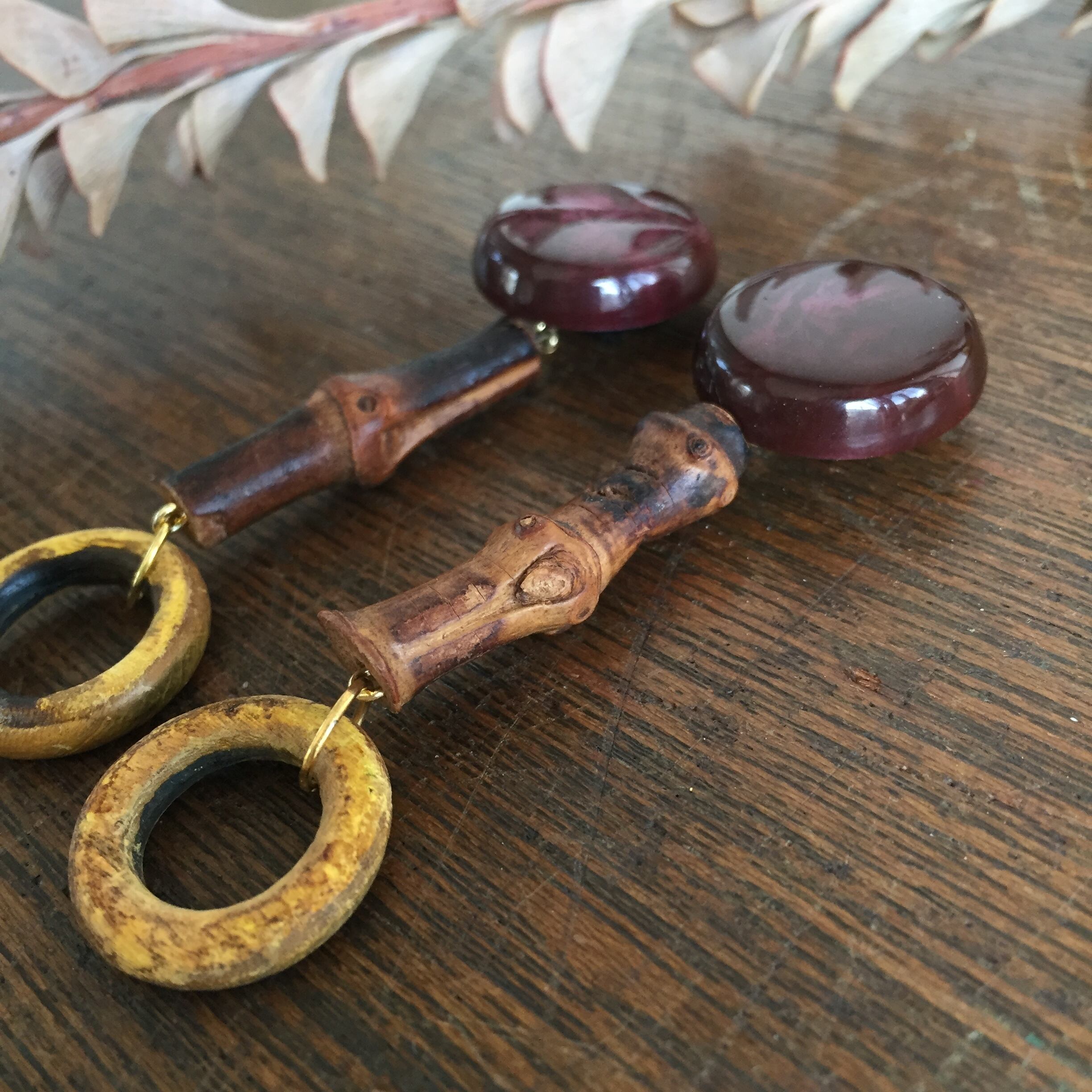 【SALE】シックなエスニックピアスorイヤリング(vintage button)