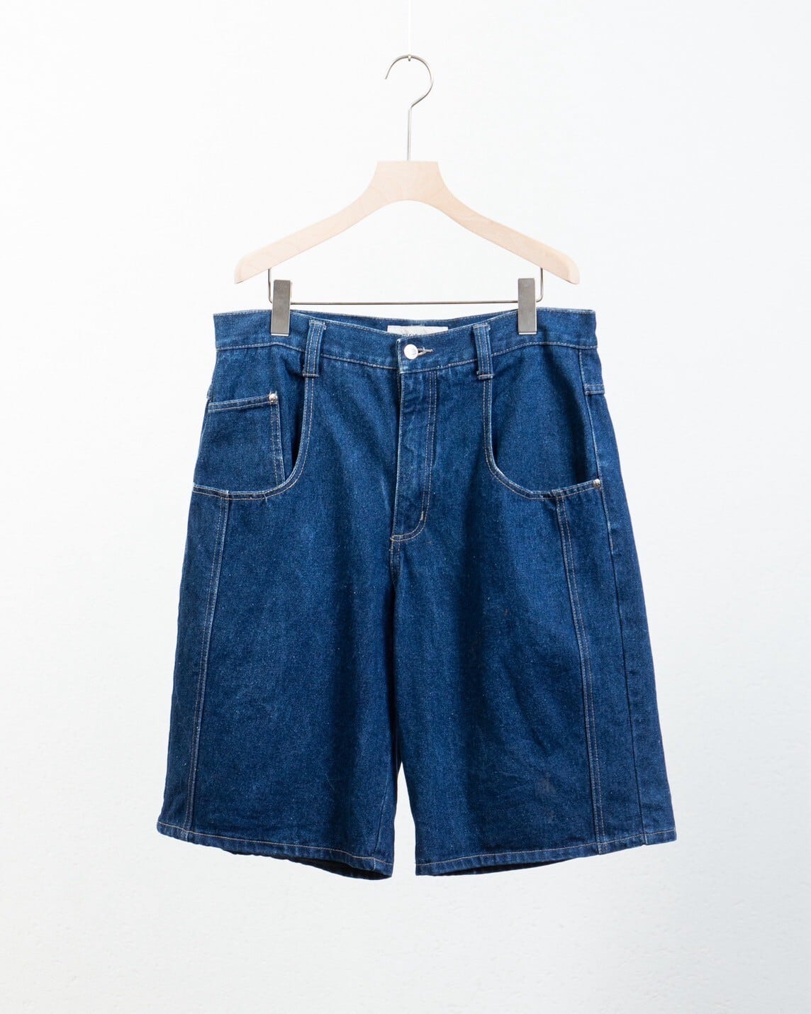 90s USA製 SOLO SEMORE デニムショーツ 34 濃紺 バギーショーツ ワイド