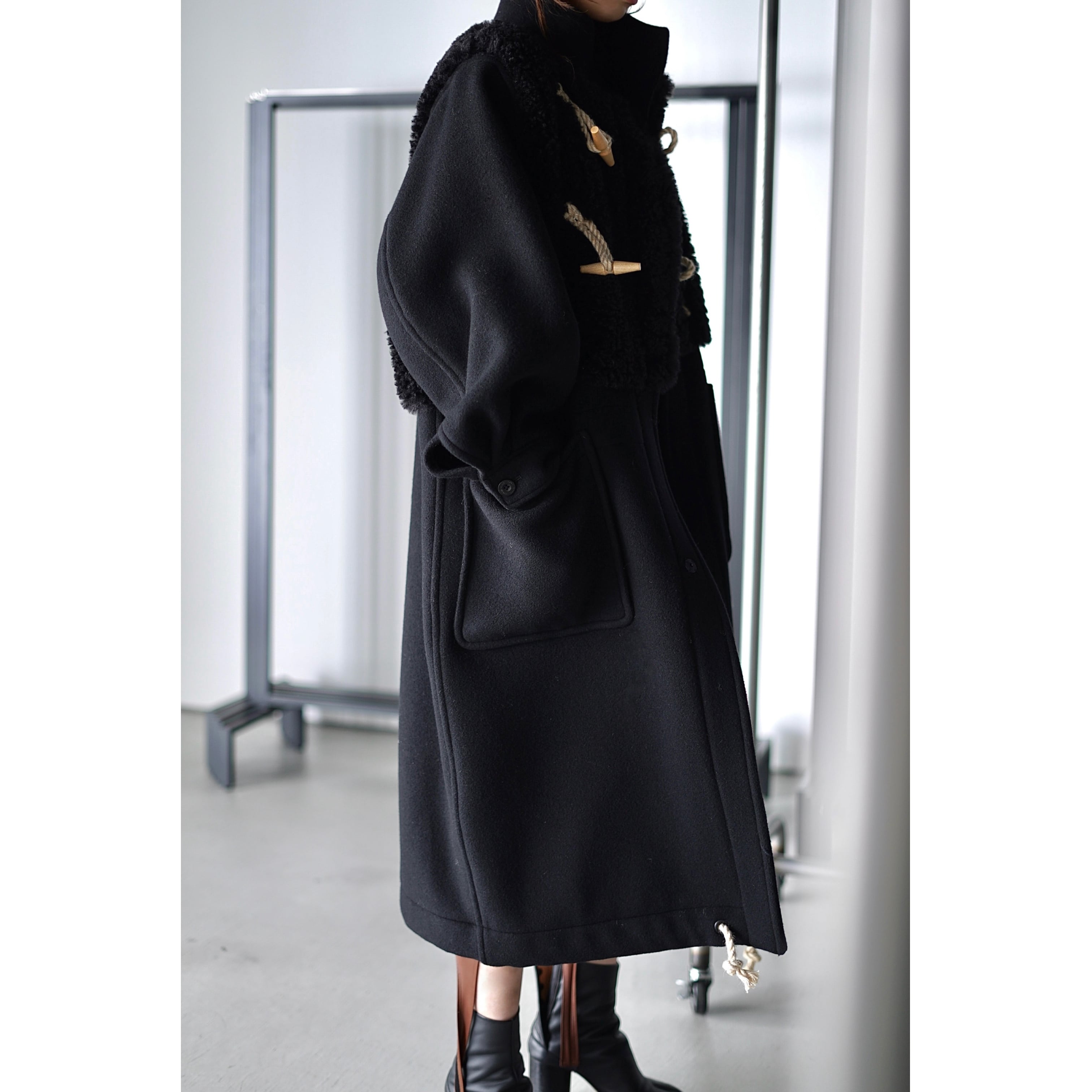 hyke DOUBLE FACE DUFFEL COAT 黒　2 店舗在庫 - WOMEN【HYKE】DOUBLE FACE DUFFEL JACKET - ブラック (01