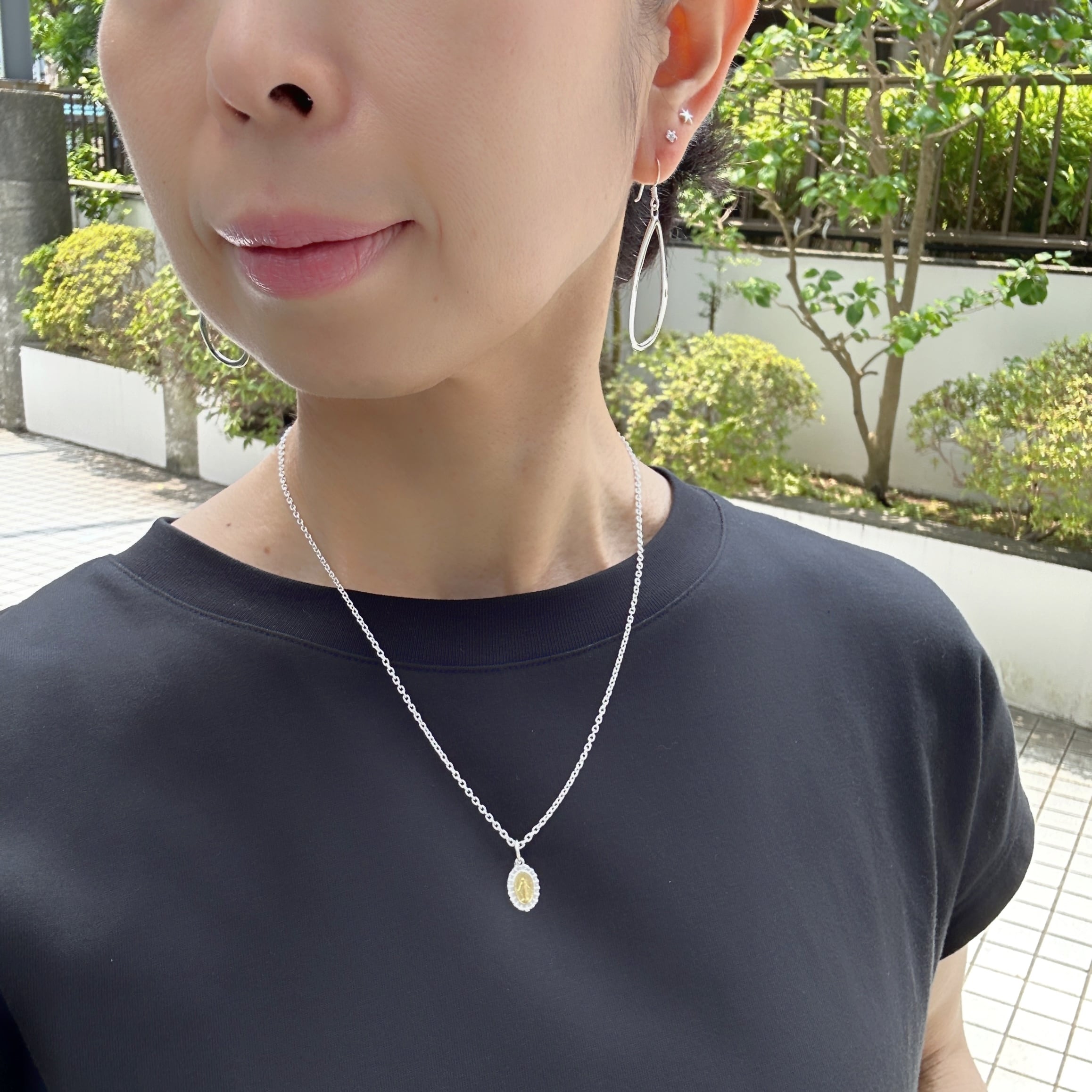 ラスト2】Silver x Gold Coating コンビ スモール オメダイ ネックレス