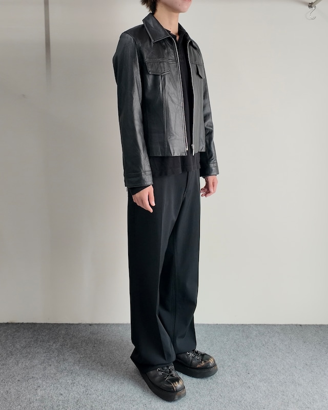 【BALMAIN】zip-up leather tracker jacket