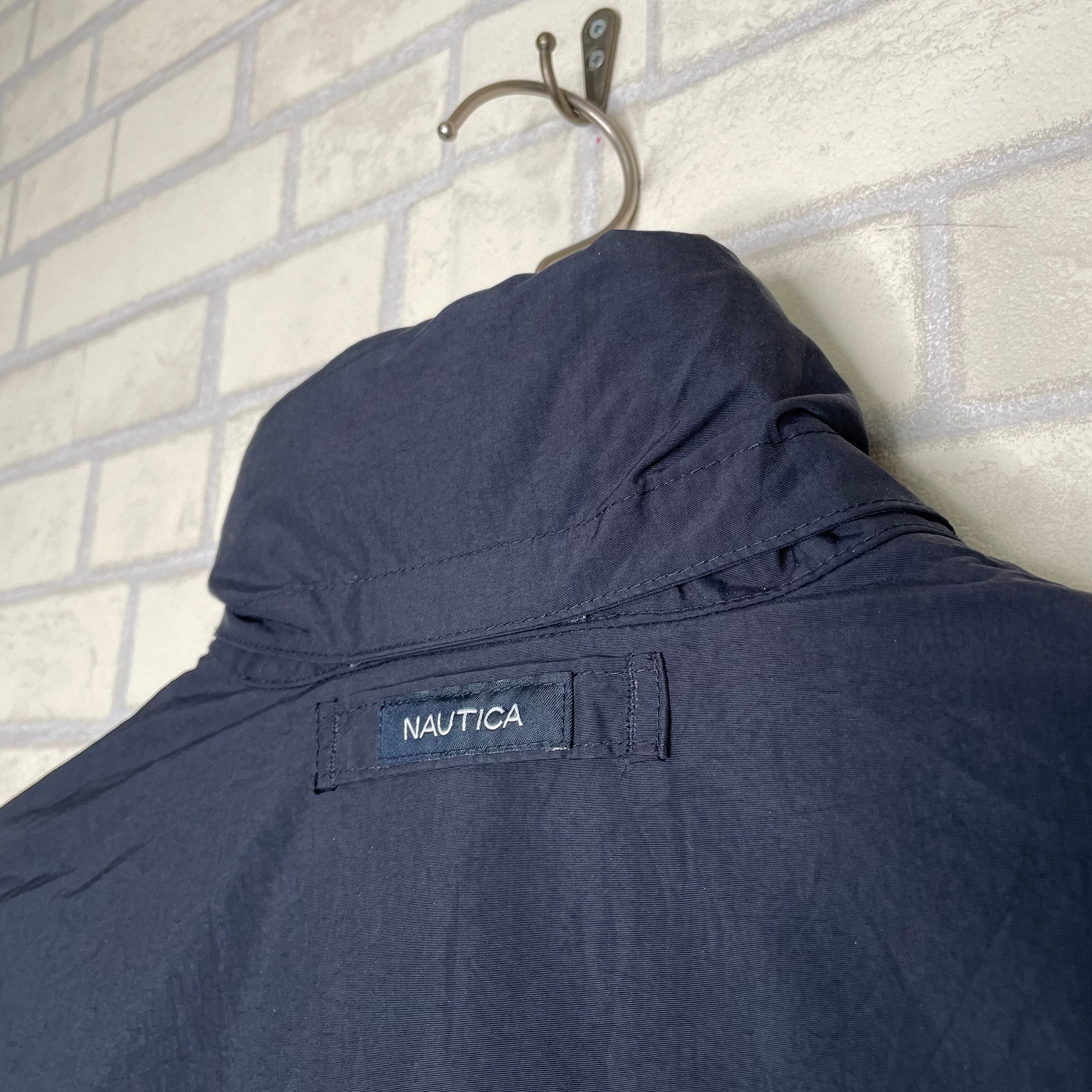 NAUTICA ナイロンジャケット XL ブラック ワンポイントブランド刺繍 袖 