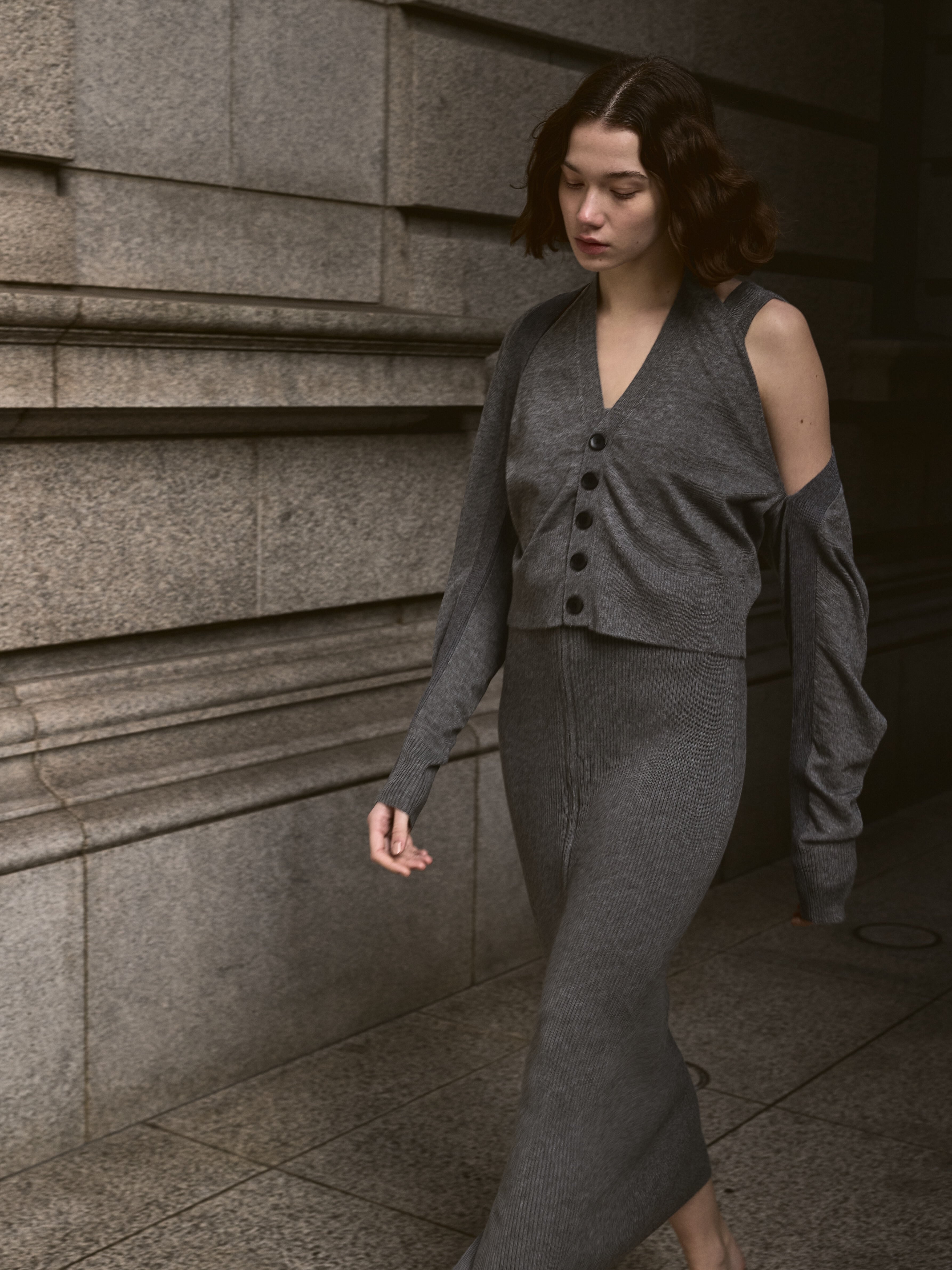 RIB TANK ZIP ONE PIECE 25AWAC-004 BLACK | A CCORDION