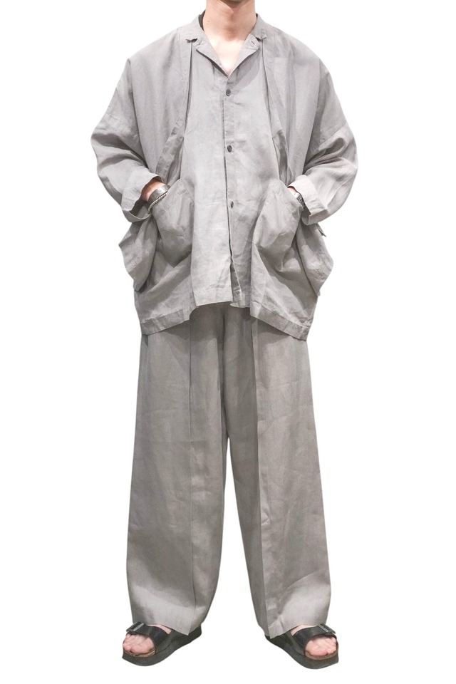90’s “SHIRIN GUILD” Layered Design Pure Linen Shirt Jacket Made in Ireland