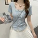 3色/レースフリルドッキングリボントップス ・78694
