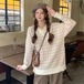 ✞ ニットセーター スタンダードチェック柄カラーVネックプルオーバー ブラウス 大人女子☆ ロング レトロ ✞ゴスロリ SM ミリ 甘ロリ クラロリ 和ロリ エレガント 黒ロリ 姫ロリ 華ロリ BB-BB62193655228